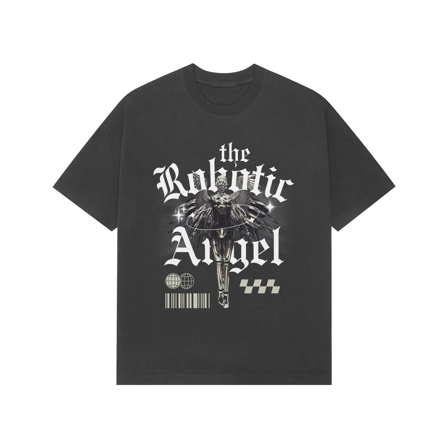 Robotic Angel Oversized T-Shirt - Premium Cotton, Futuristic Style - Dashydoze