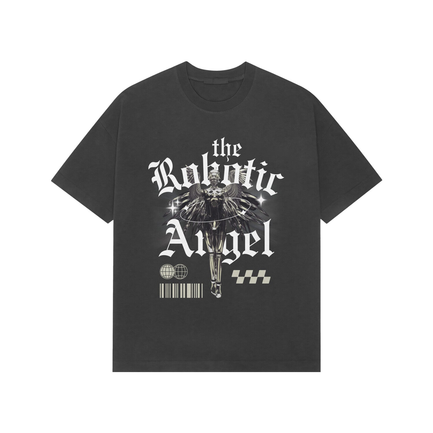 Robotic Angel Oversized T-Shirt - Premium Cotton, Futuristic Style - Dashydoze