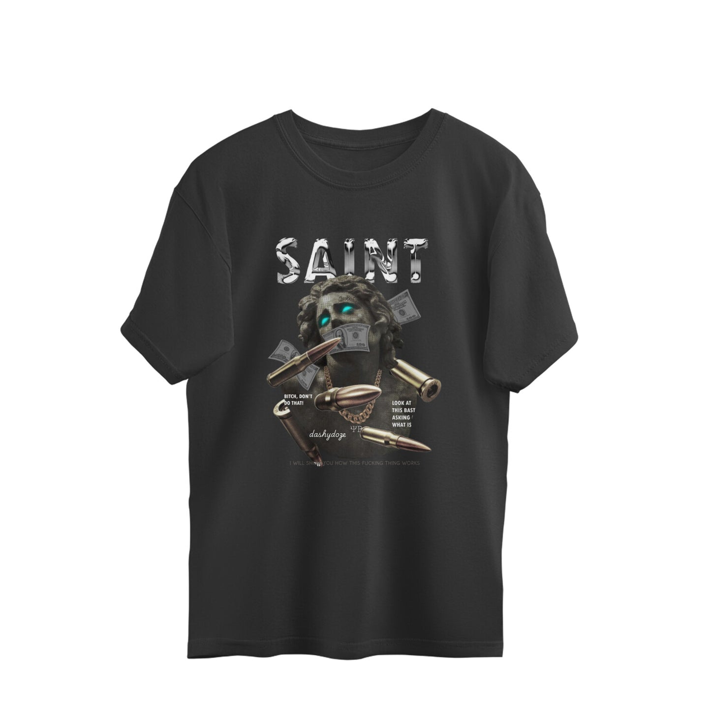 Printrove Angelic Anarchy SAINT Tee - Oversized Unisex Cotton T-Shirt - Dashydoze