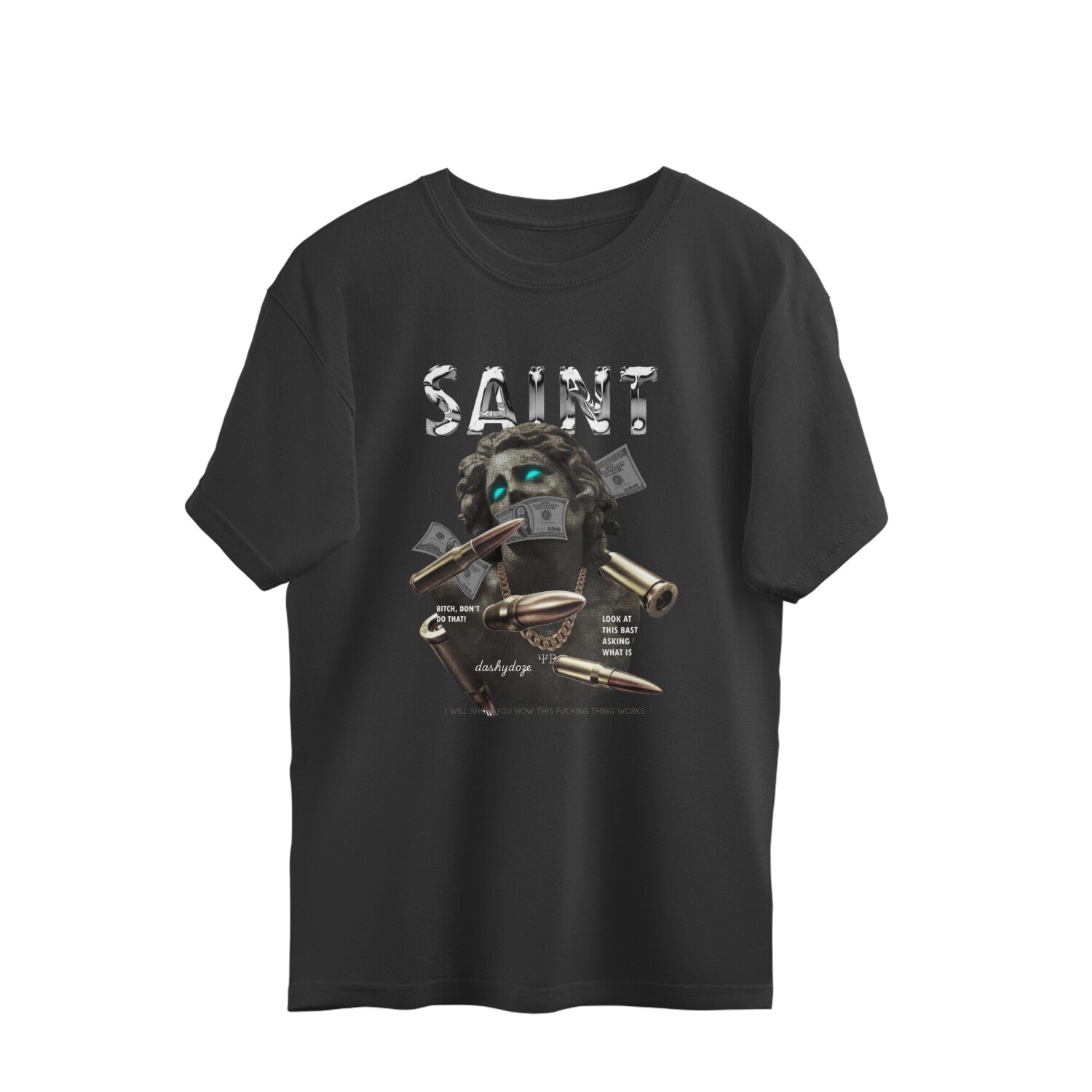 Printrove Angelic Anarchy SAINT Tee - Oversized Unisex Cotton T-Shirt - Dashydoze